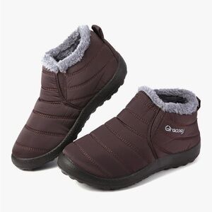 GRACOSY Warm Snow Ankle Boots Women's Size US 6 (China 37) Deep Brown WinterNWOT